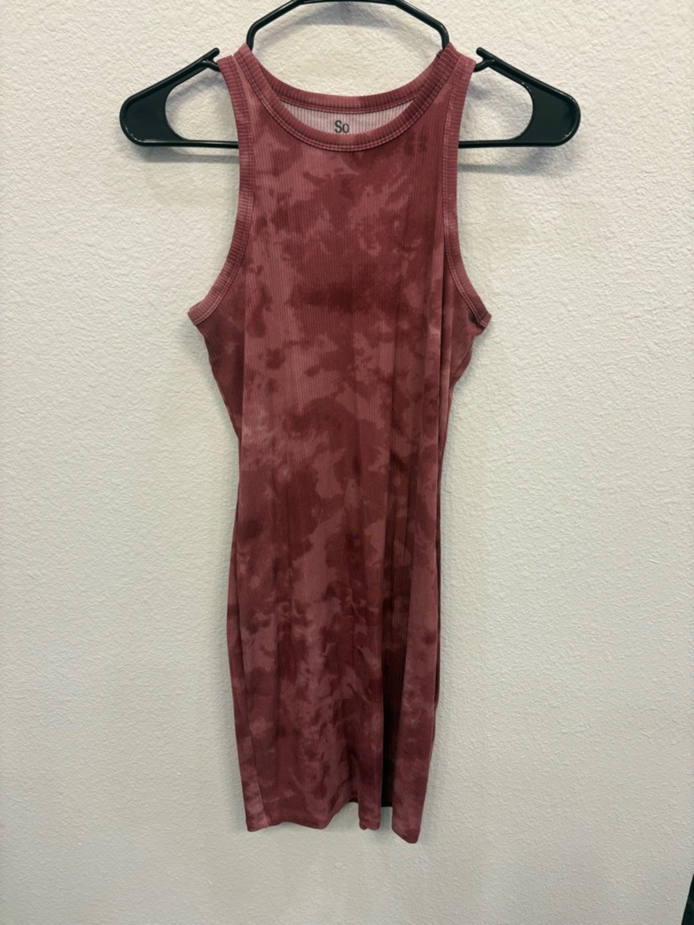 SO Mauve Tie-Dye Ribbed Tank Dress